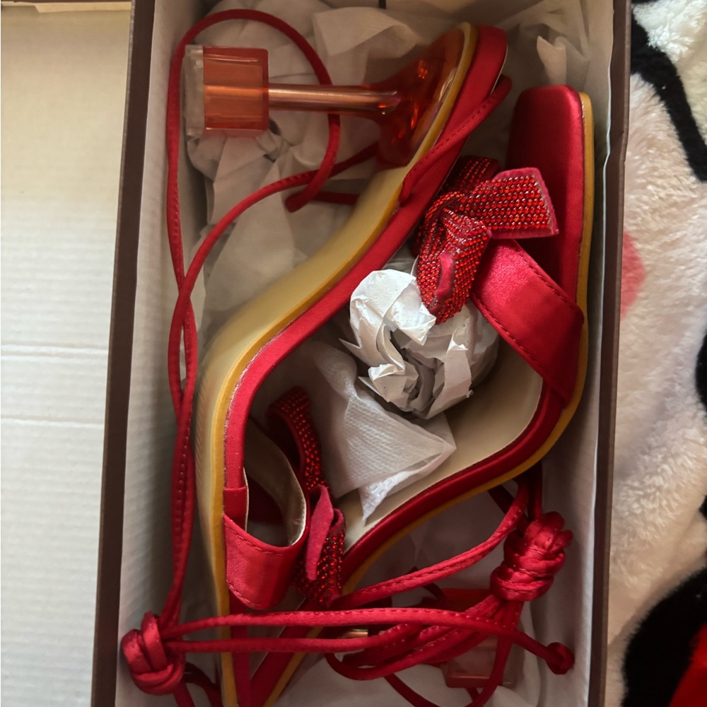 SHEIN Red Stiletto Heels with Glossy Finish